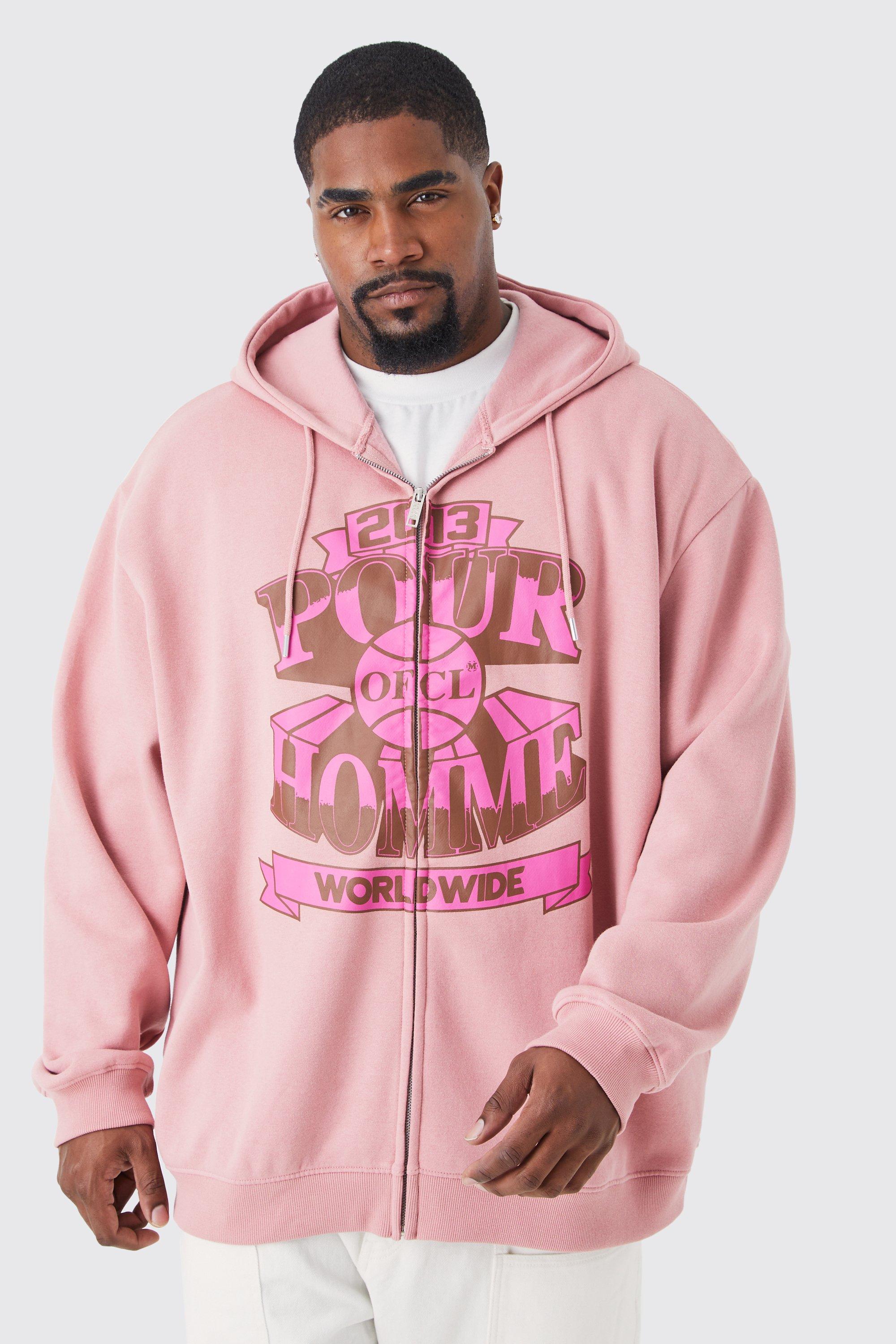 Boohooman sale pink hoodie